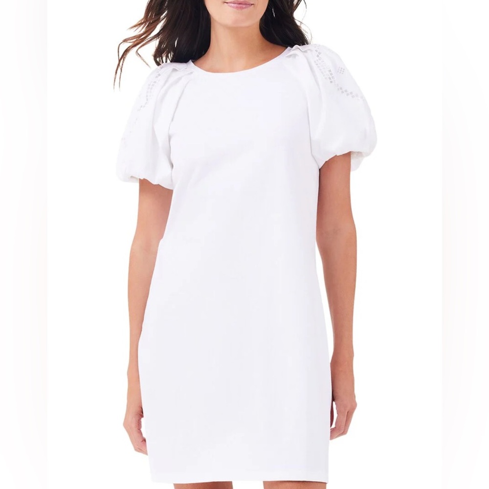 New! NIC + Zoe Statement Puff Sleeve T-Shirt Dress White Sz Medium $168